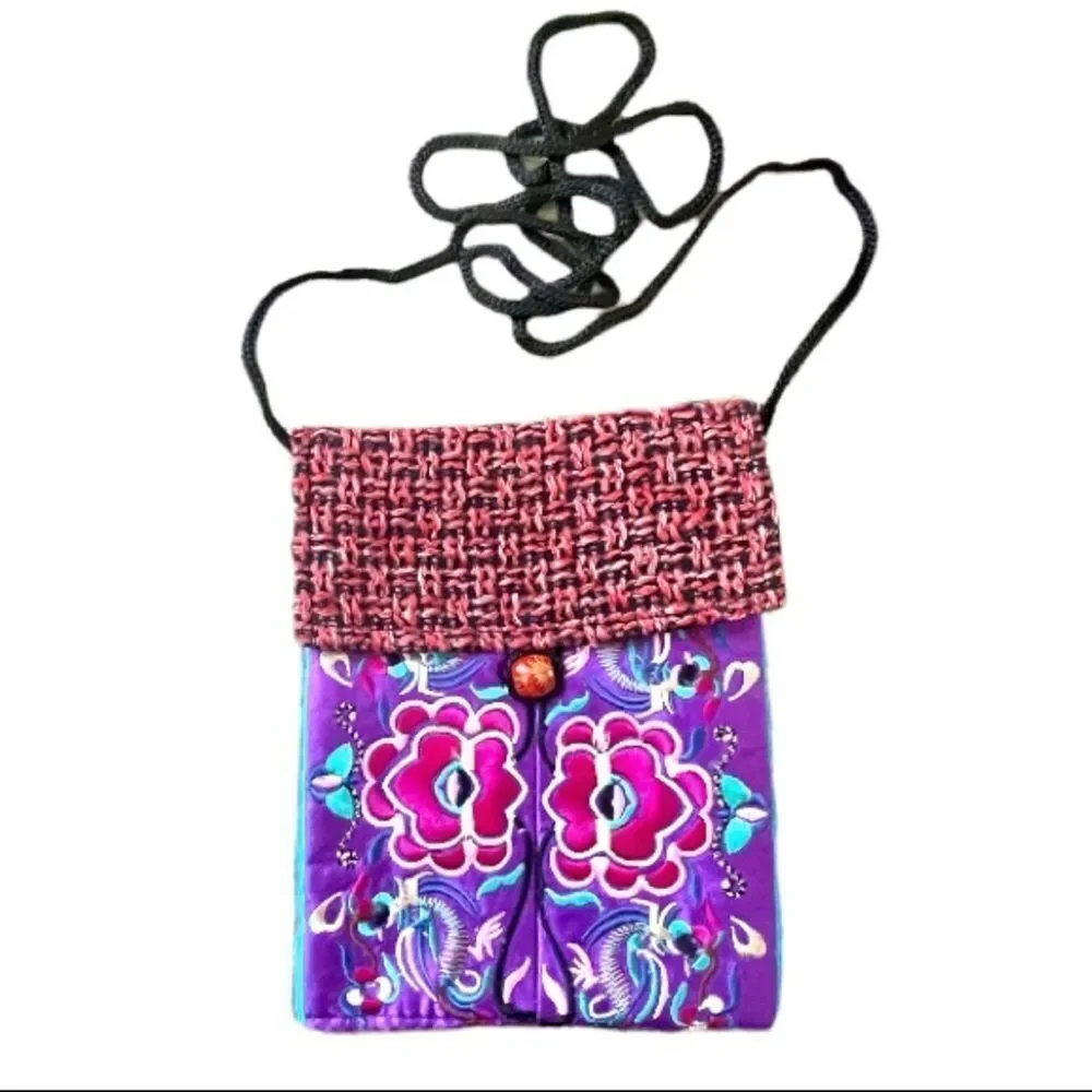 Embroidered crossbody bag